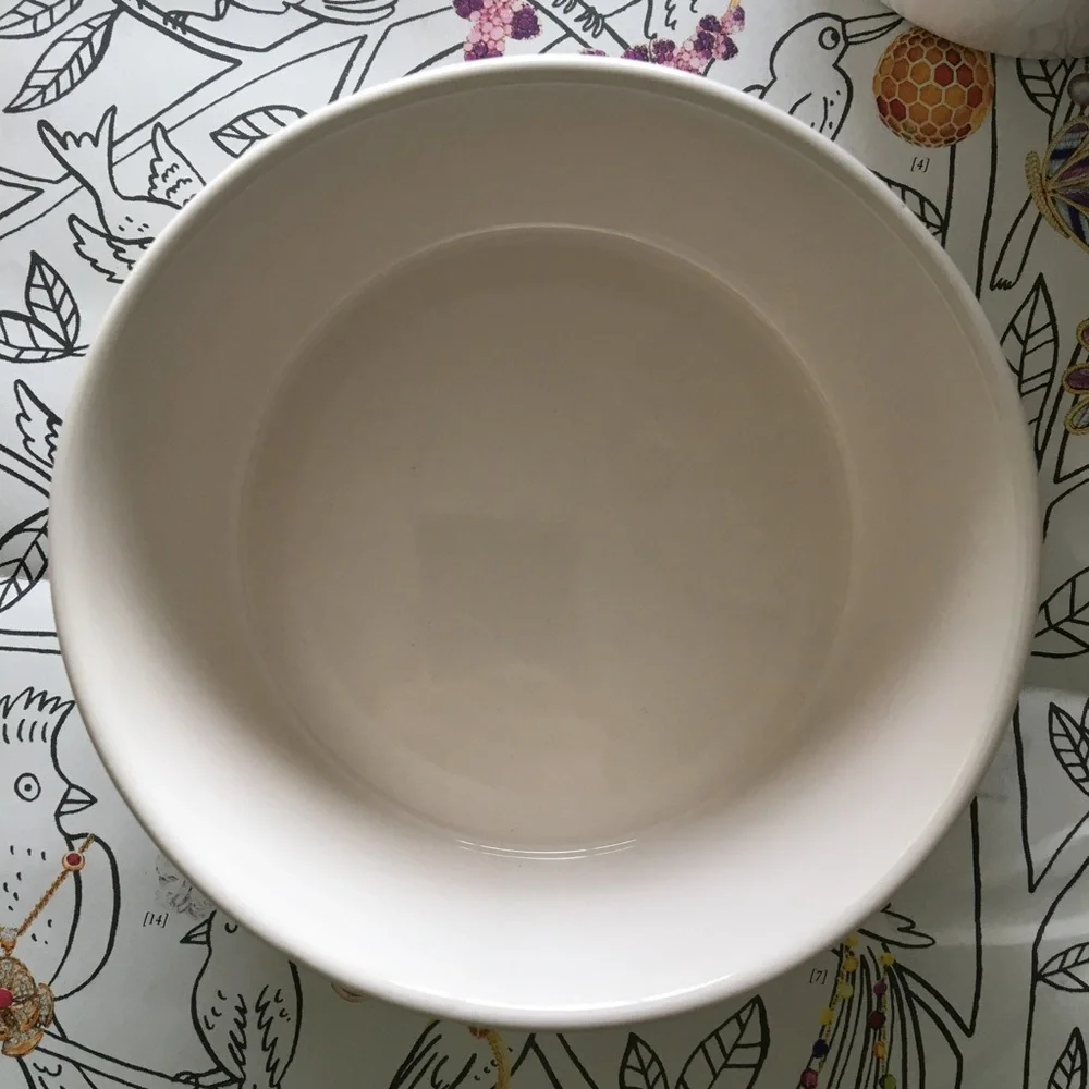 Rae Dunn dog food bowl etched with “Chow down”